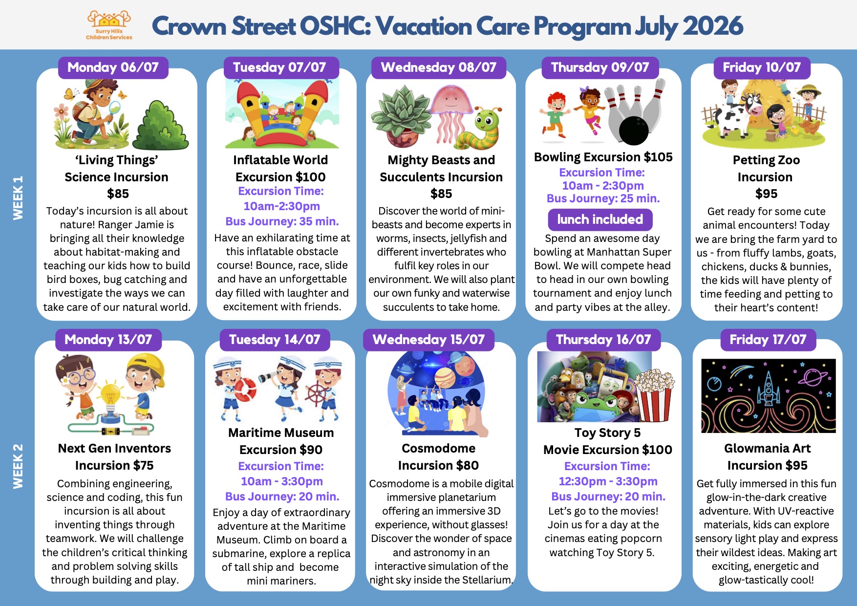 2026 July Vacation Care Program