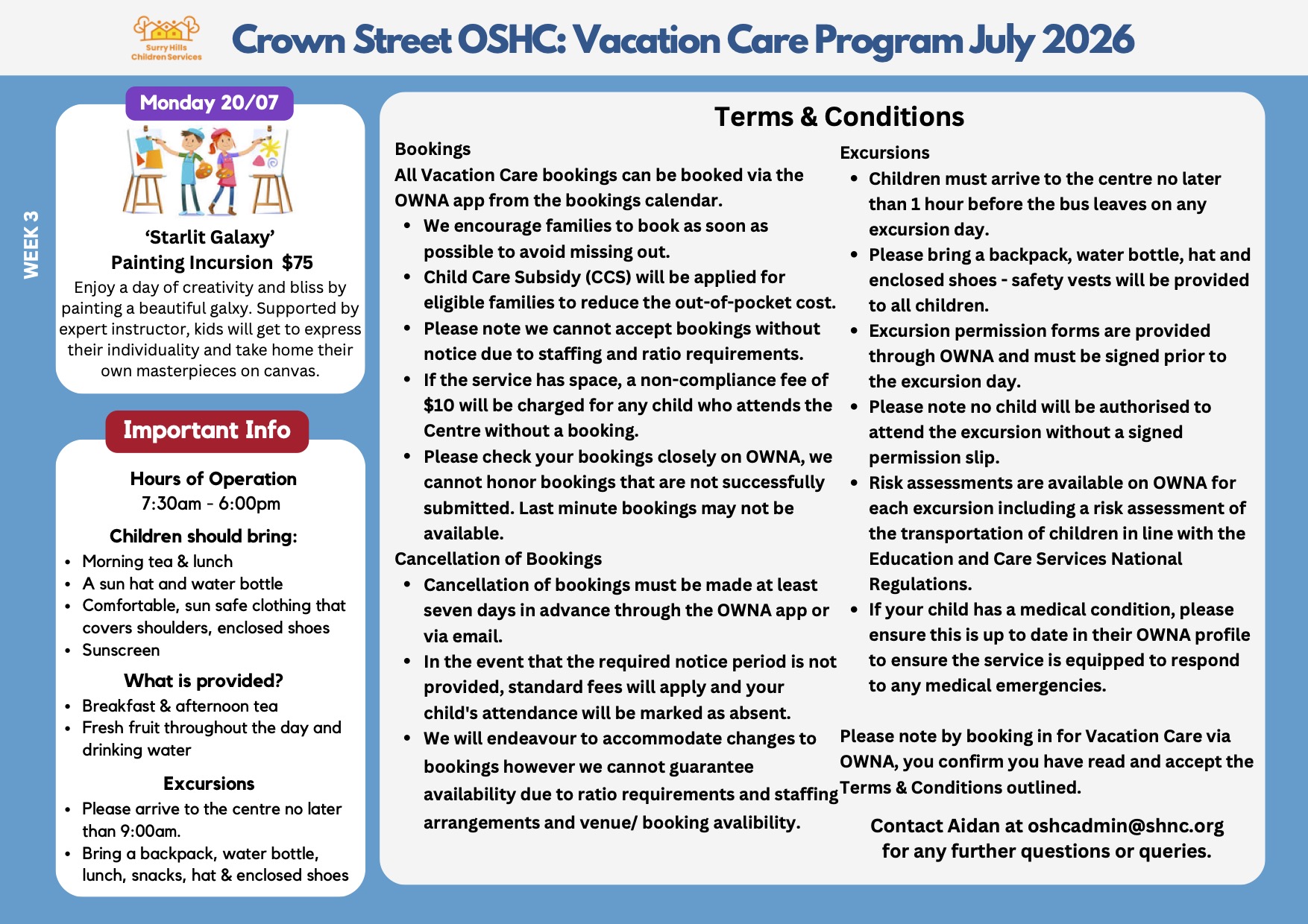 2026 July Vacation Care Program2